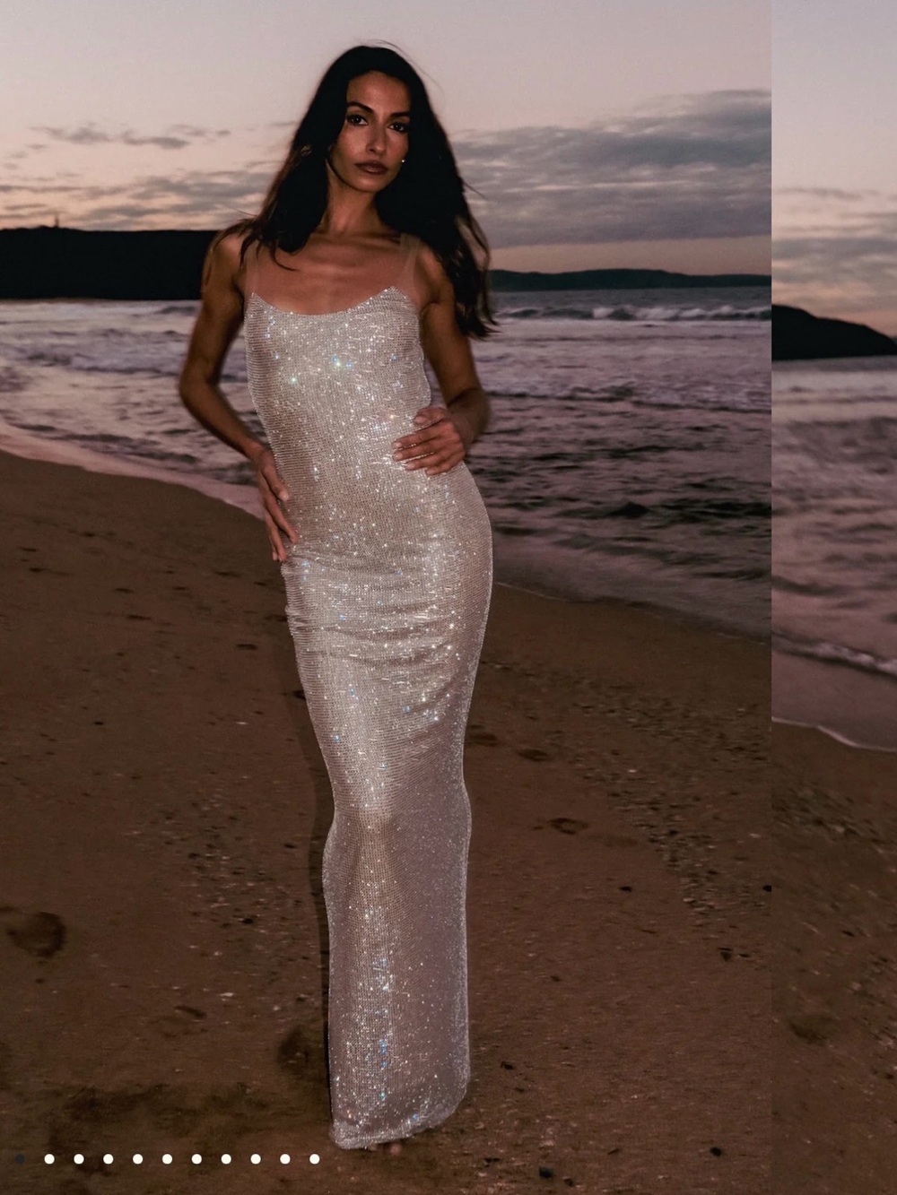 Sequin Slip Evening Gown - Silver